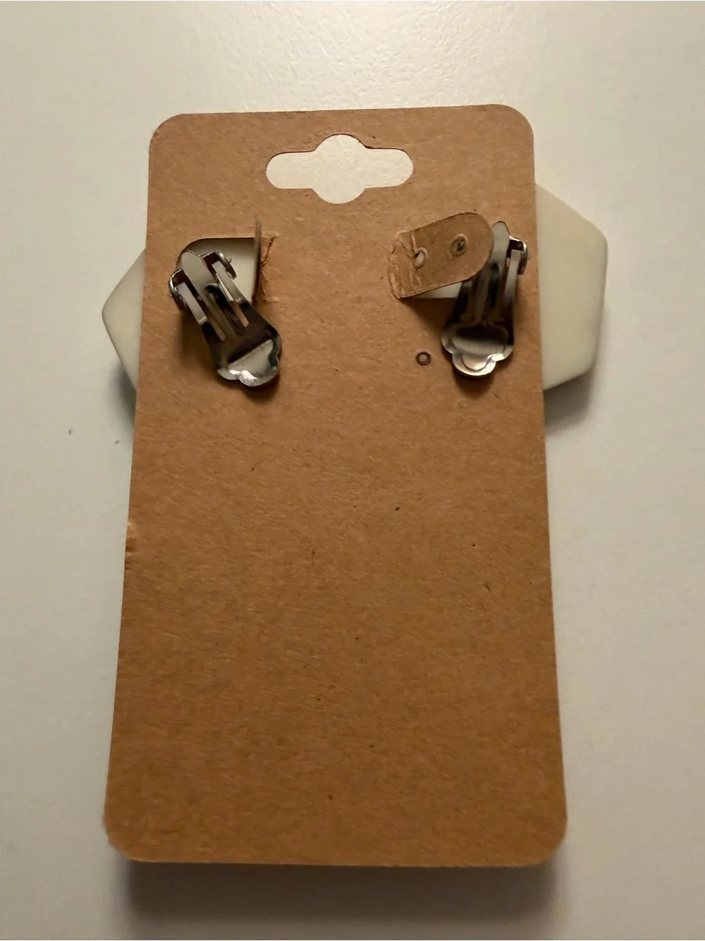 Source Unknown Hexagon Clip-On Earrings in Pale Silver